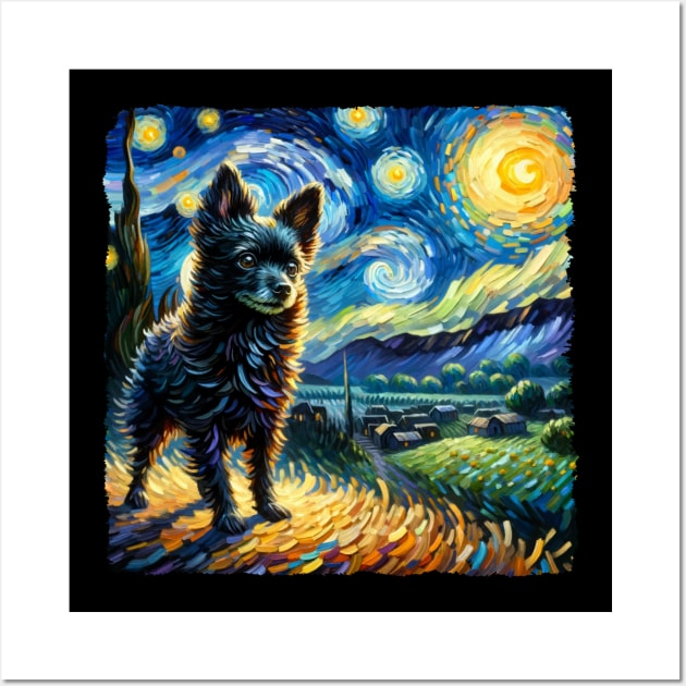 Starry Schipperke Dog Portrait - Pet Portrait Wall Art by starry_night